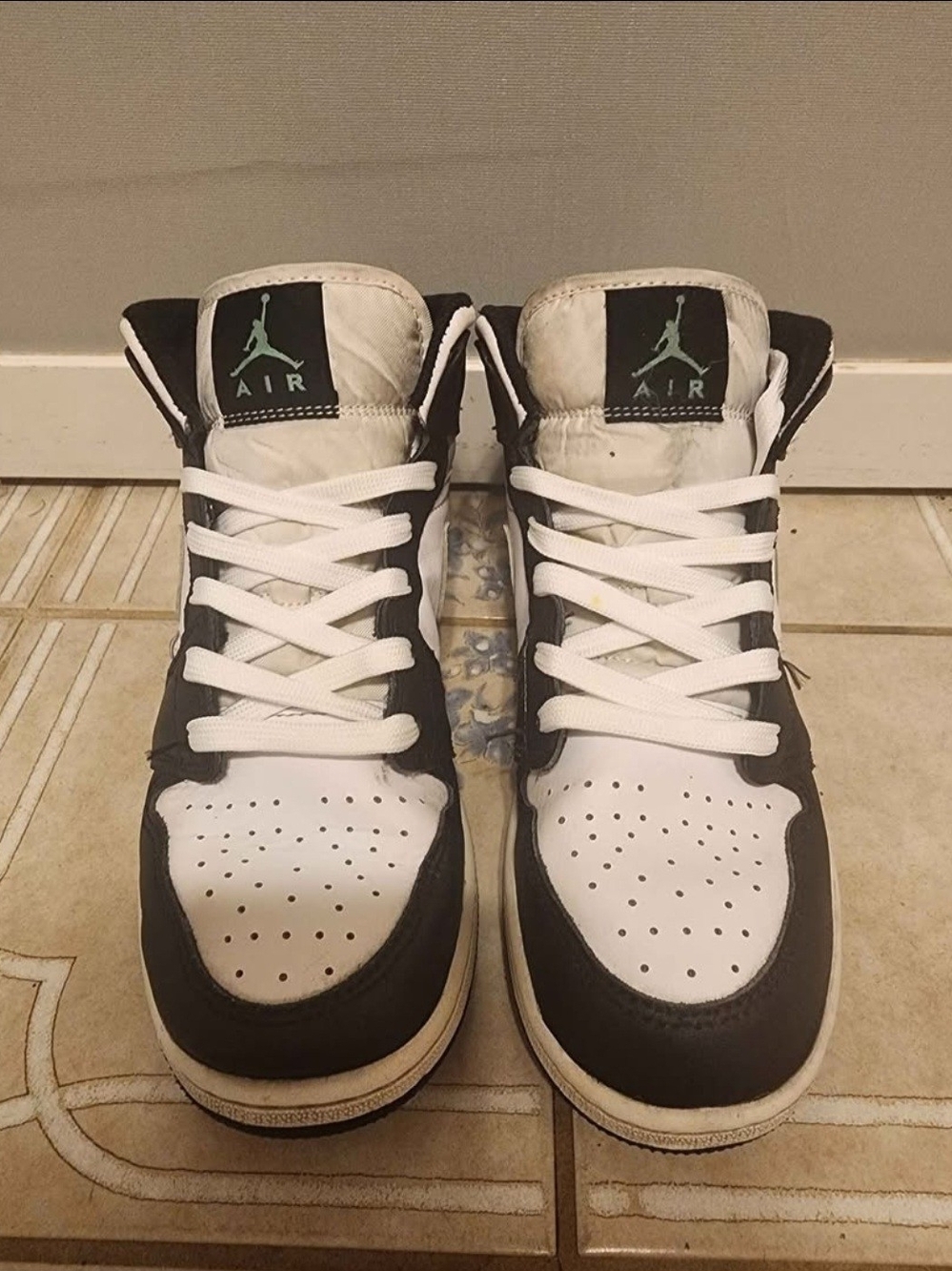Jordan High-Top Sneakers — Black, White, Mint